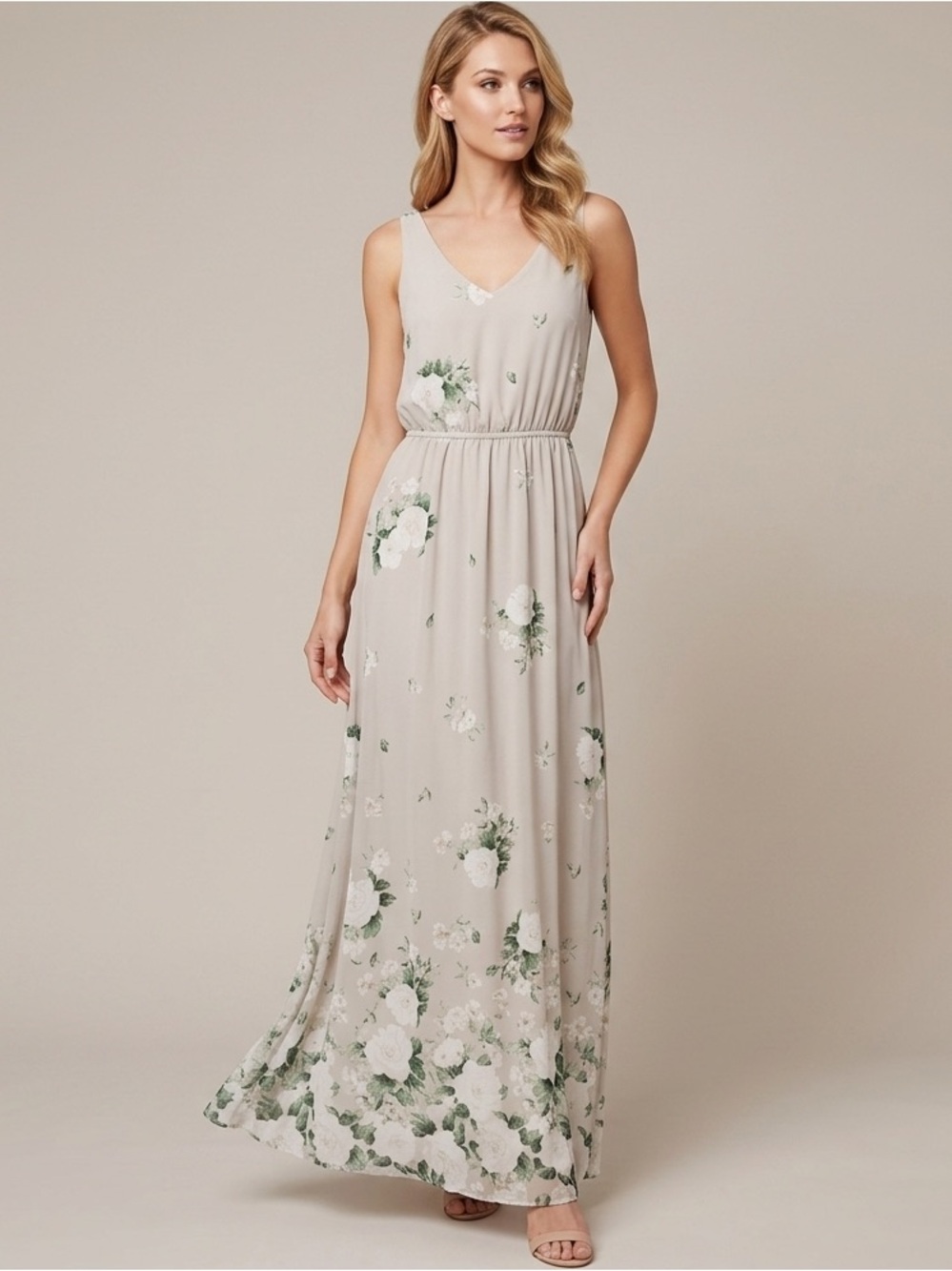 SHOW Me Your MuMu floral bridesmaids maxi dress beige XSMALL Long Dress Beige